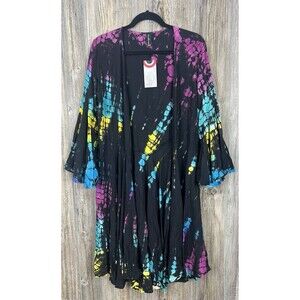 NWT SACRED THREADS‎ Long Cardigan Tie Dye S/M Hippie Festival Funky Psychedelic